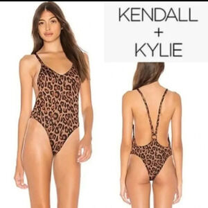 Kendall + Kylie Women's Leopard Racerback Swimsuit Size Large